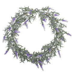 Pre-Lit Battery Operated Purple Ombre Lavender Spring Wreath- 16" - White LED Lights