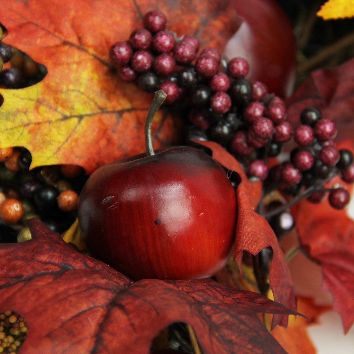  Northlight Apple and Berry Maple Leaf Twig Artificial Wreath  22-Inch - Default Title - Bonton
