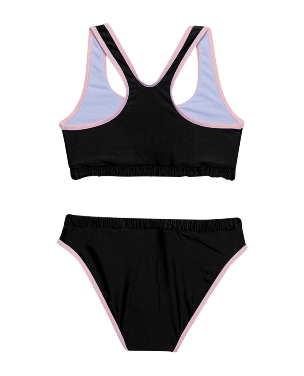  Gottex Kids Ocean Sporty Round Neck Bikini Top and Bikini Bottom Set - GOTTEX KIDS OCEAN BLACK - Bonton