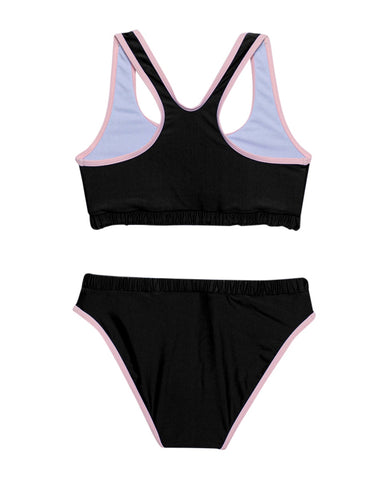 Ocean Sporty Round Neck Bikini Top and Bikini Bottom Set