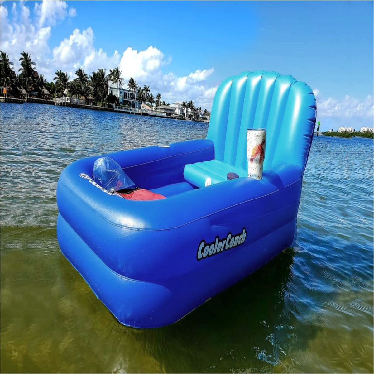  Swim Central Inflatable Swimming Pool Lounger With Ice Cooler - 64