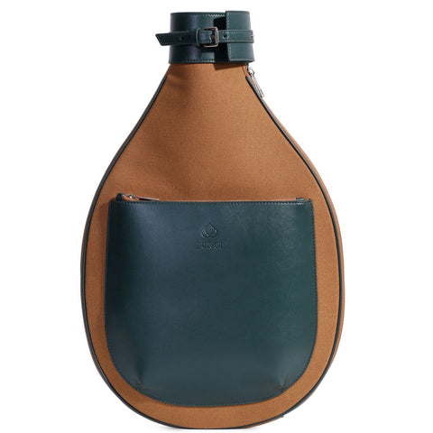 Tennis Backpack -  Canvas & Green Leather