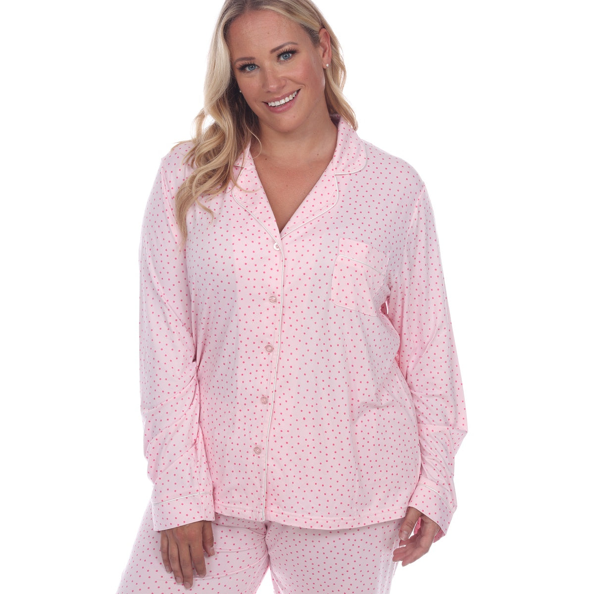  White Mark Plus Size Long Sleeve Pajama Set - 1X - Bonton