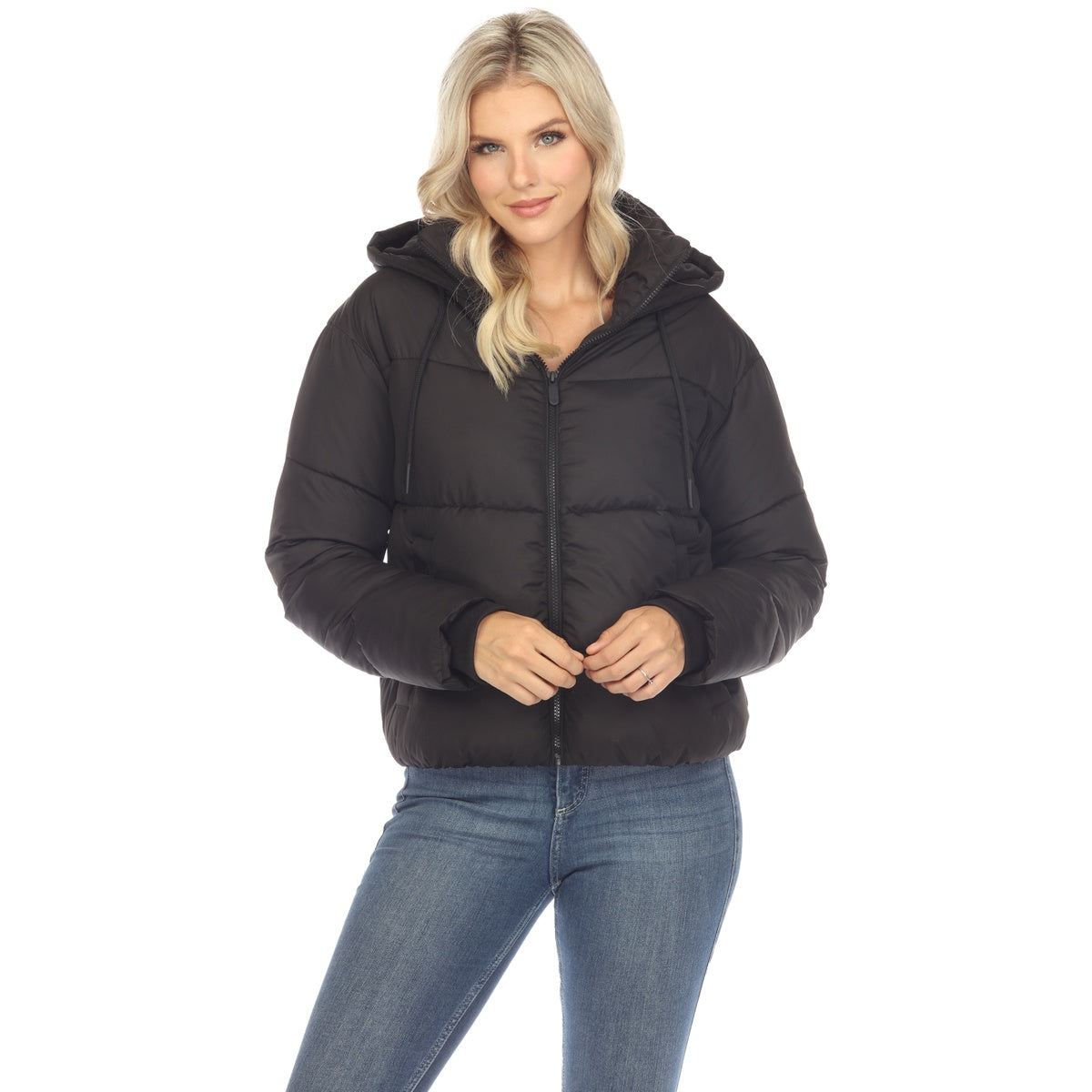  White Mark Women's Full Front Zip Hooded Bomber Puffer Jacket - Xlarge - Bonton