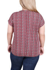 Plus Size Extended Sleeve Top With Grommets