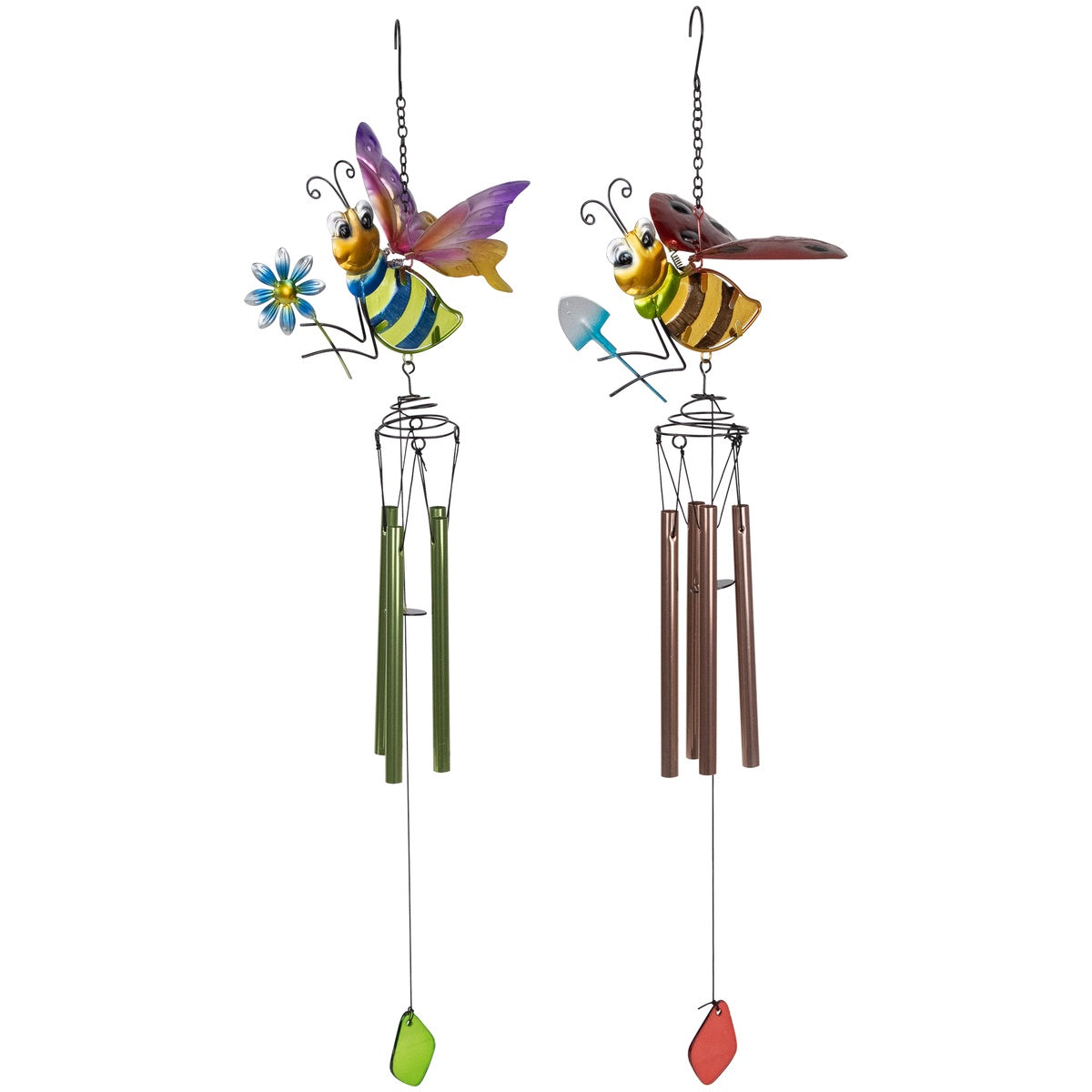  Northlight Pink and Green Bees Outdoor Garden Windchimes - 30
