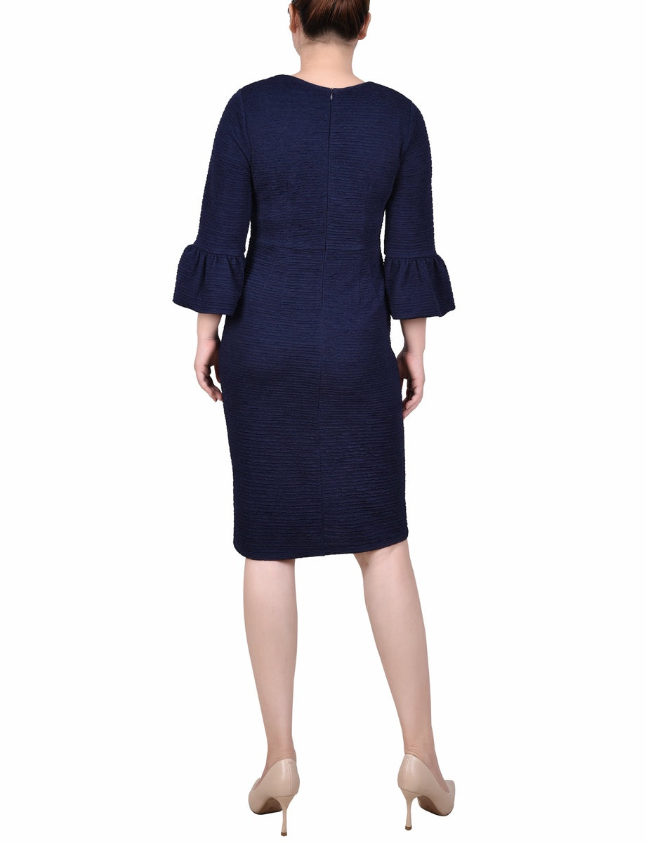  NY Collection 3/4 Length Bell Sleeve Dress - Mustard - Bonton