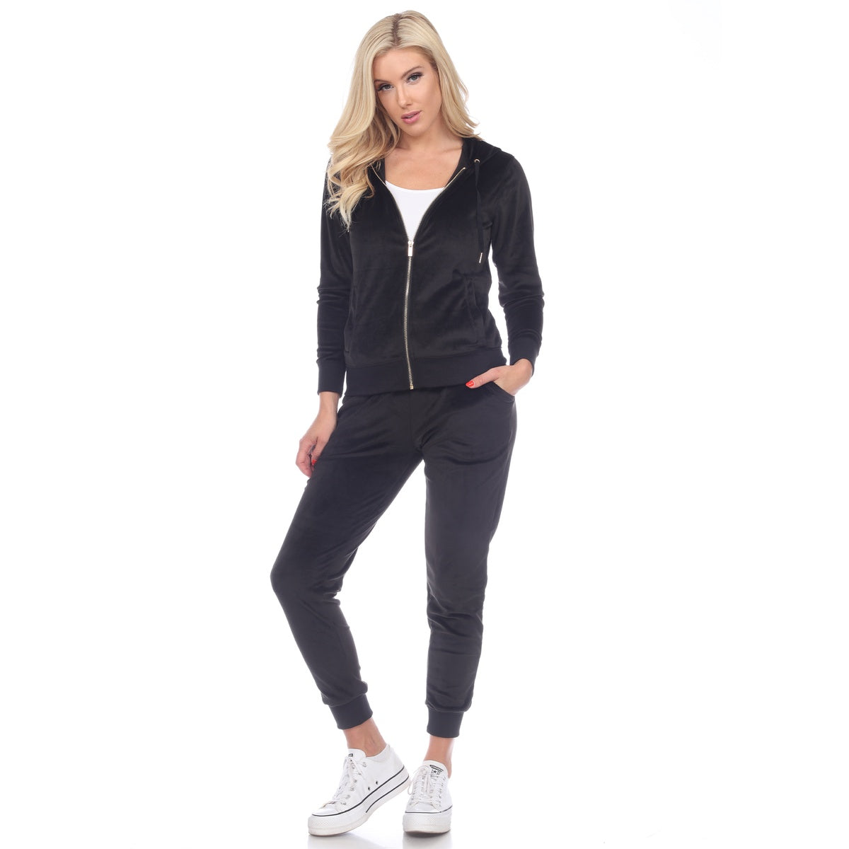  White Mark Women's 2 Piece Velour Tracksuit Set - S - Bonton