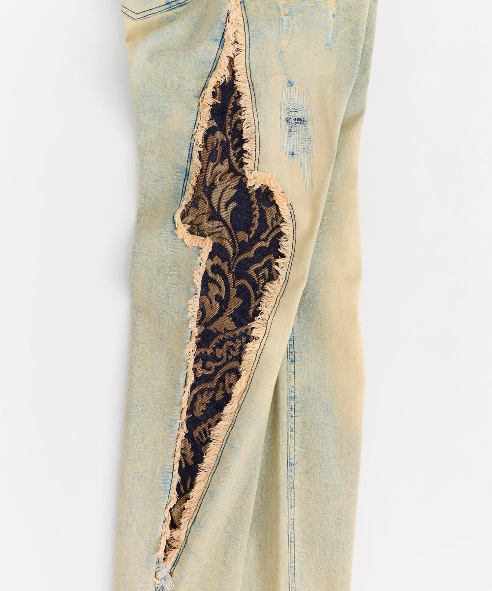  Reason Clothing Tapestry and Washed Denim Pants - Blue - BLUE - Bonton