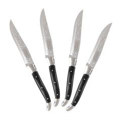 Laguiole Connoisseur Wood Handle BBQ Steak Knives, Set of 4, Black