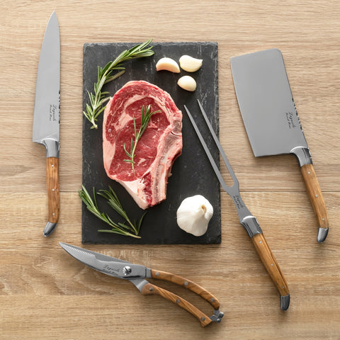 4 Piece Connoisseur Laguiole Professional Chef Knife Set With Olive Wood Handles
