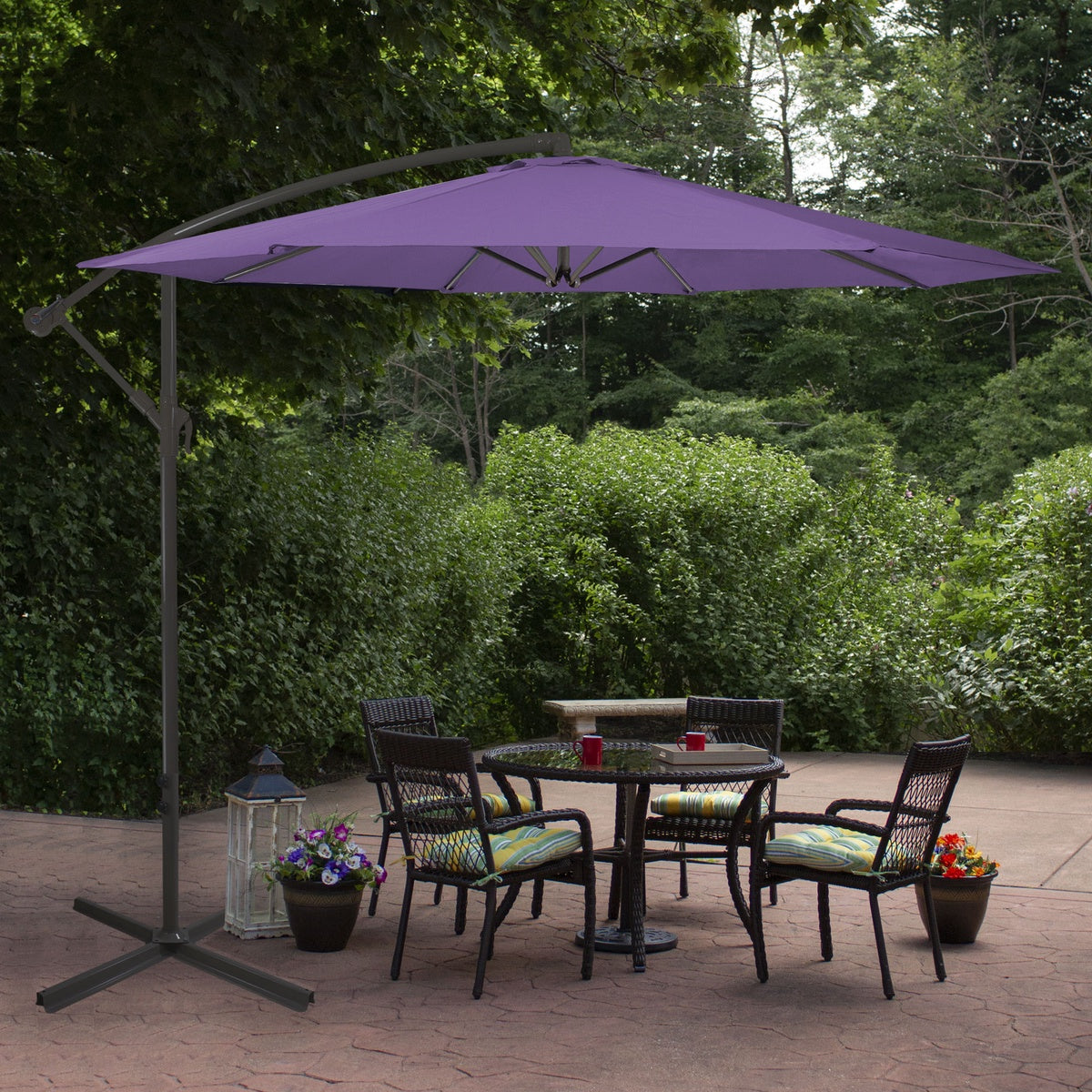  Northlight 10ft Offset Outdoor Patio Umbrella With Hand Crank  Purple - Purple - Bonton