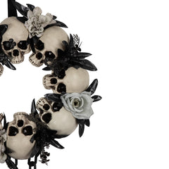 Skulls and Chains With Roses Halloween Wreath - 15" - Unlit