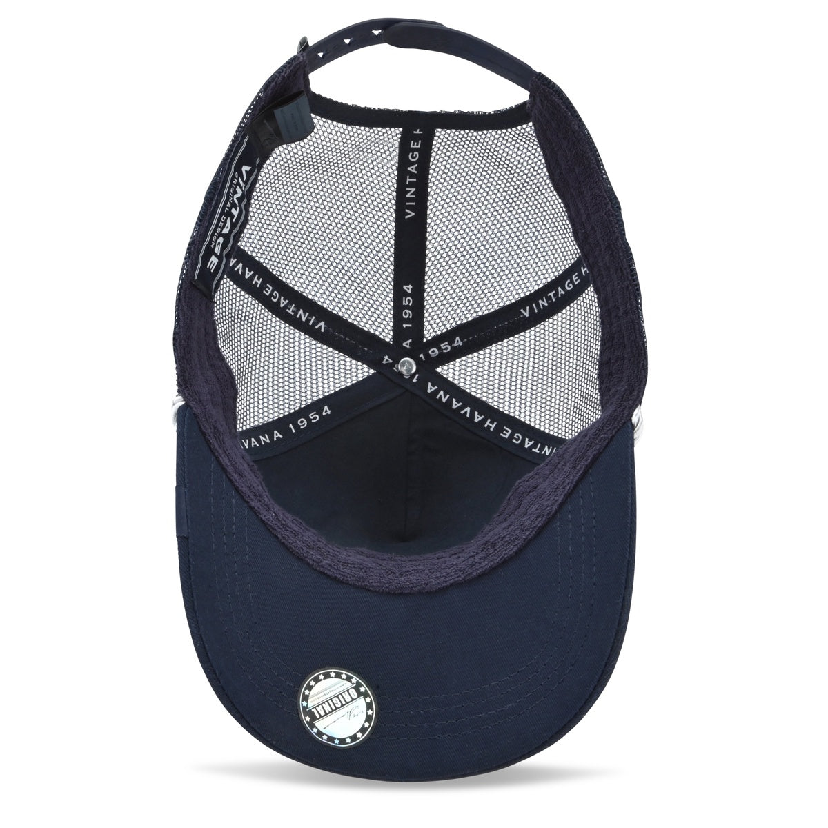  Vintage Havana Vintage Havana Trucker Hat for Women – Navy Mesh & Canvas Adjustable Cap With Pearl Star & Rope - Default Title - Bonton