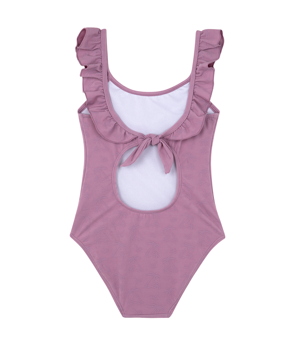  Gottex Kids Palm Party Textured Square Neck Ruffle One Piece - Palm Party Pink - Bonton