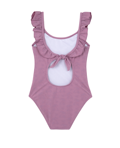 Palm Party Textured Square Neck Ruffle One Piece