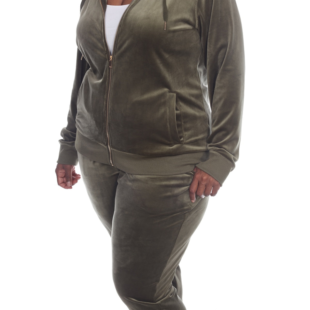  White Mark Plus Size 2 Piece Velour Tracksuit Set - 1X - Bonton