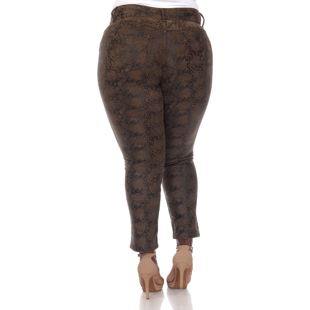  White Mark Plus Size Faux Suede Snake Print Pants - 14 - Bonton