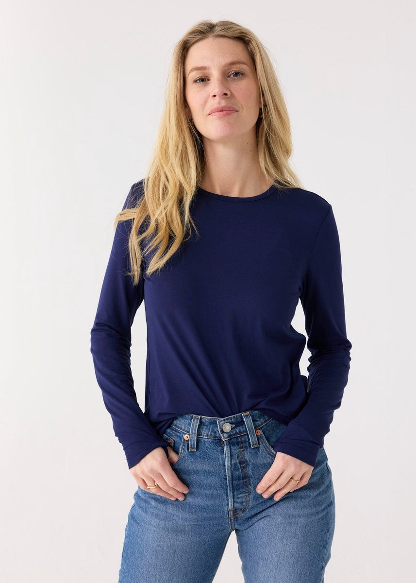  Cabana Life Navy Bamboo Long Sleeve Top - XS - Bonton