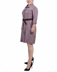 Plus Size 3/4 Roll Tab Sleeve Shirtdress