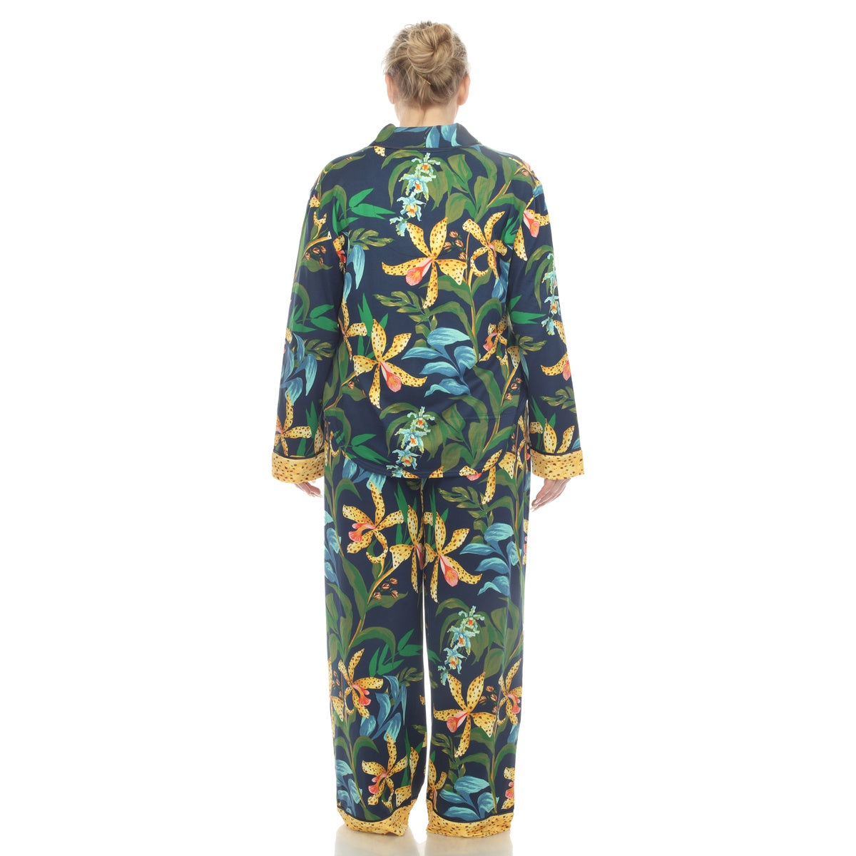  White Mark Plus Size Two Piece Wildflower Print Pajama Set - 1X - Bonton