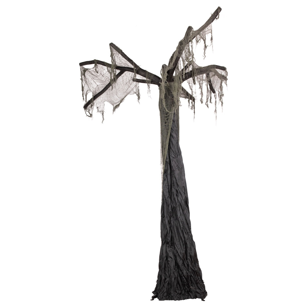  Northlight Spooky Standing Draped Ghost Tree Halloween Decoration - 7.5' - Black and Gray - Default Title - Bonton