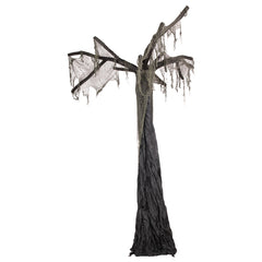 Spooky Standing Draped Ghost Tree Halloween Decoration - 7.5' - Black and Gray