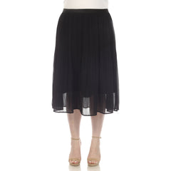 Plus Size Pleated Chiffon Midi Skirt