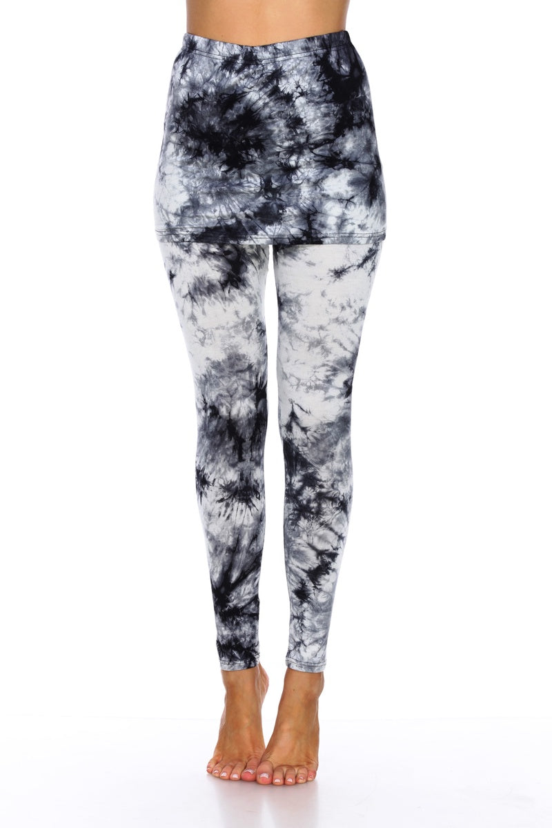  White Mark Tie Dye Skirted Leggings - XL - Bonton