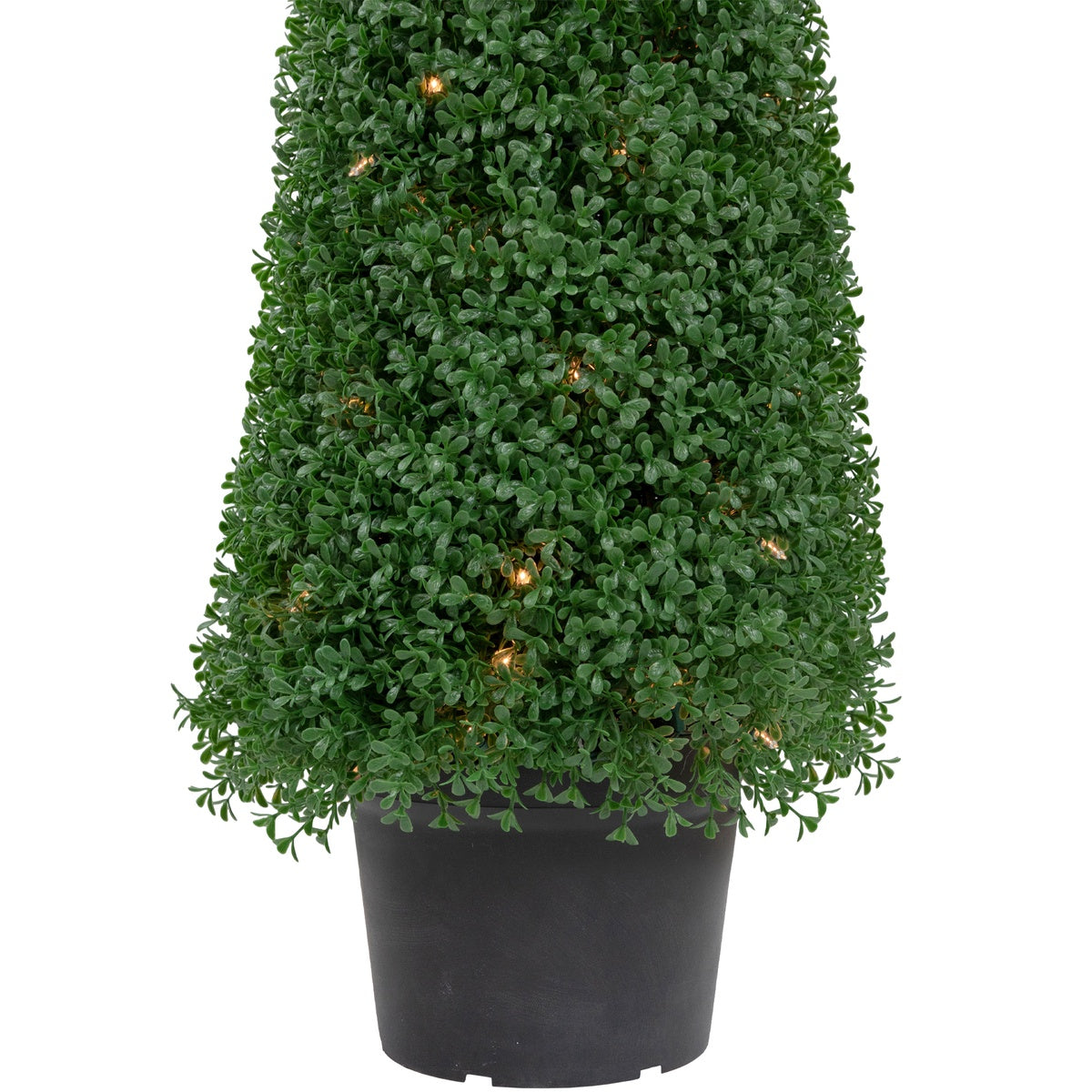  Northlight 4' Pre-Lit Artificial Boxwood Cone Topiary Tree With Round Pot  Clear Lights - Default Title - Bonton