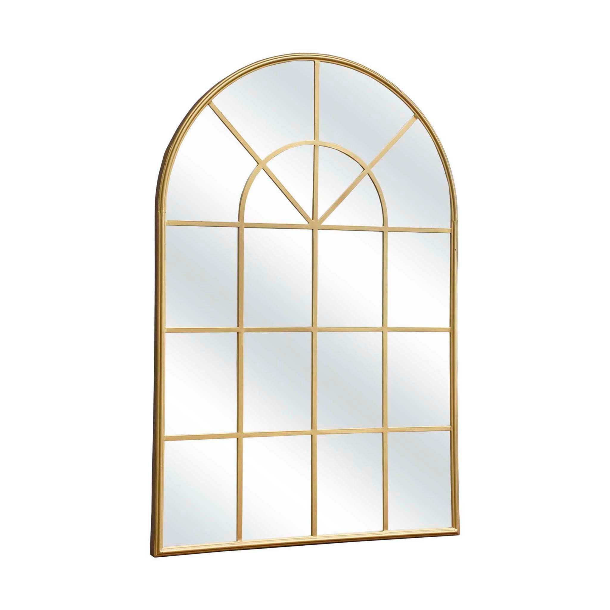  Paris Loft 20 Panel Arched Gold Metal Framed Mirror - Gold - Bonton