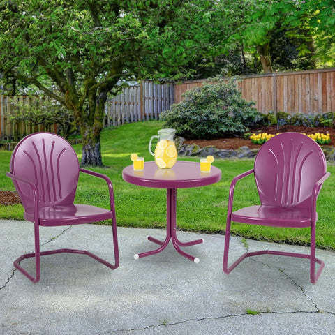 22" Outdoor Retro Tulip Steel Side Table  Purple