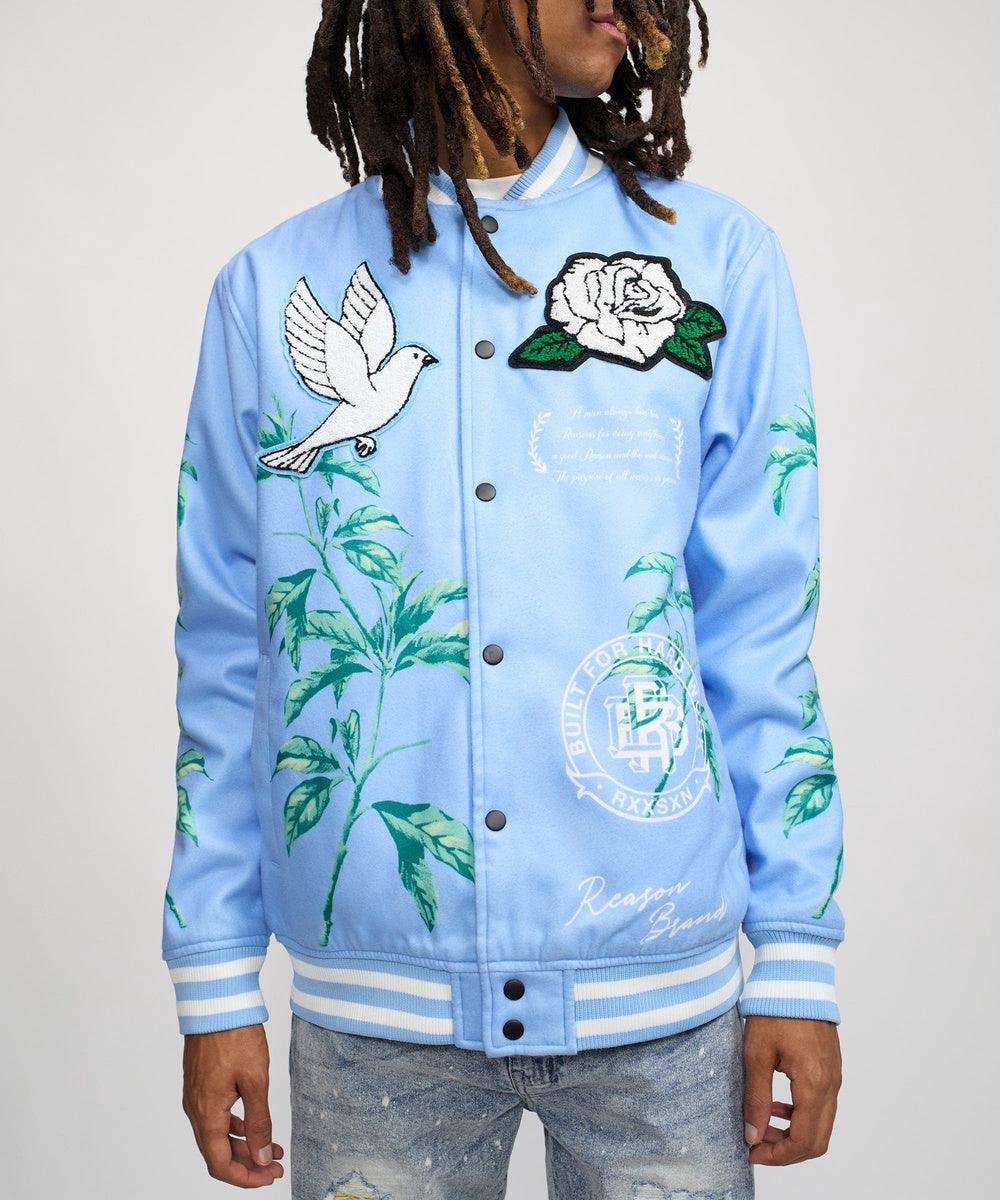  Reason Clothing Dove Wool Varsity Jacket - Light Blue - LIGHT BLUE - Bonton