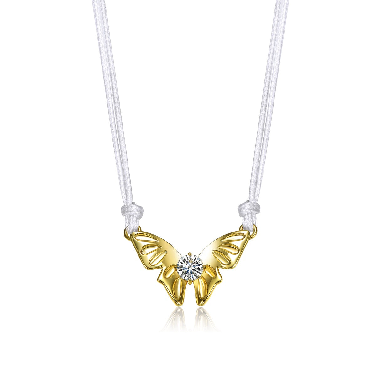  Rachel Glauber 14k Gold Plated Cubic Zirconia Butterfly Moth Pendant Necklace - Default Title - Bonton