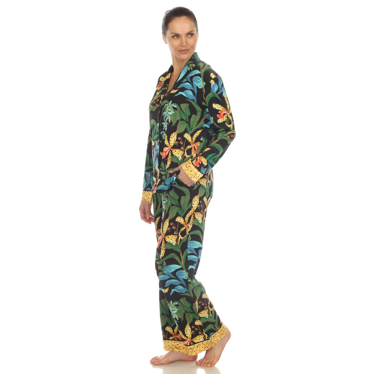  White Mark Women's Two Piece Wildflower Print Pajama Set - XL - Bonton