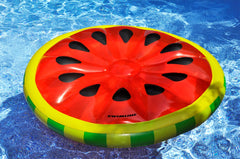 61.5" Inflatable Red and Green Watermelon Fruit Slice Swimming Pool Lounger