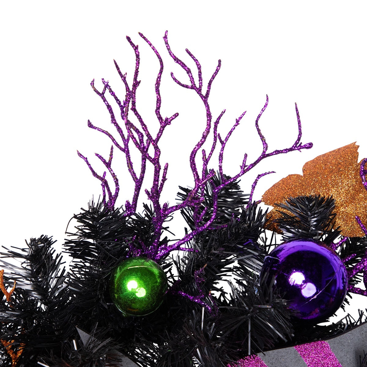  Northlight Jack-O-Lantern in Witches Hat Halloween Pine Wreath  24-Inch  Unlit - Default Title - Bonton