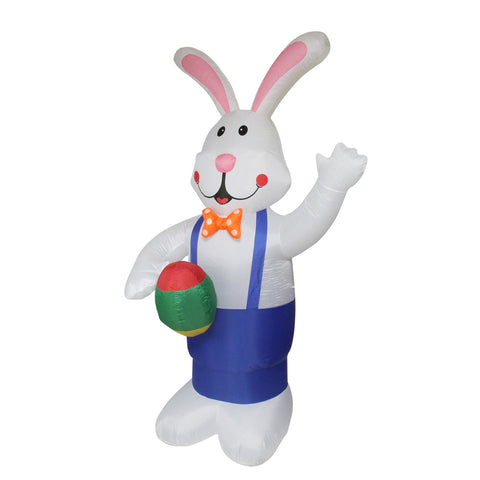 Inflatable Lighted Standing Easter Bunny With Egg Outdoor Decoration - 7'
