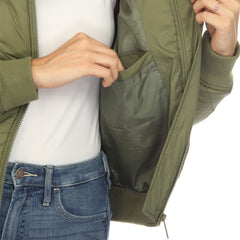 Women's Lightweight Diamond Quilted Puffer Bomber Jacket