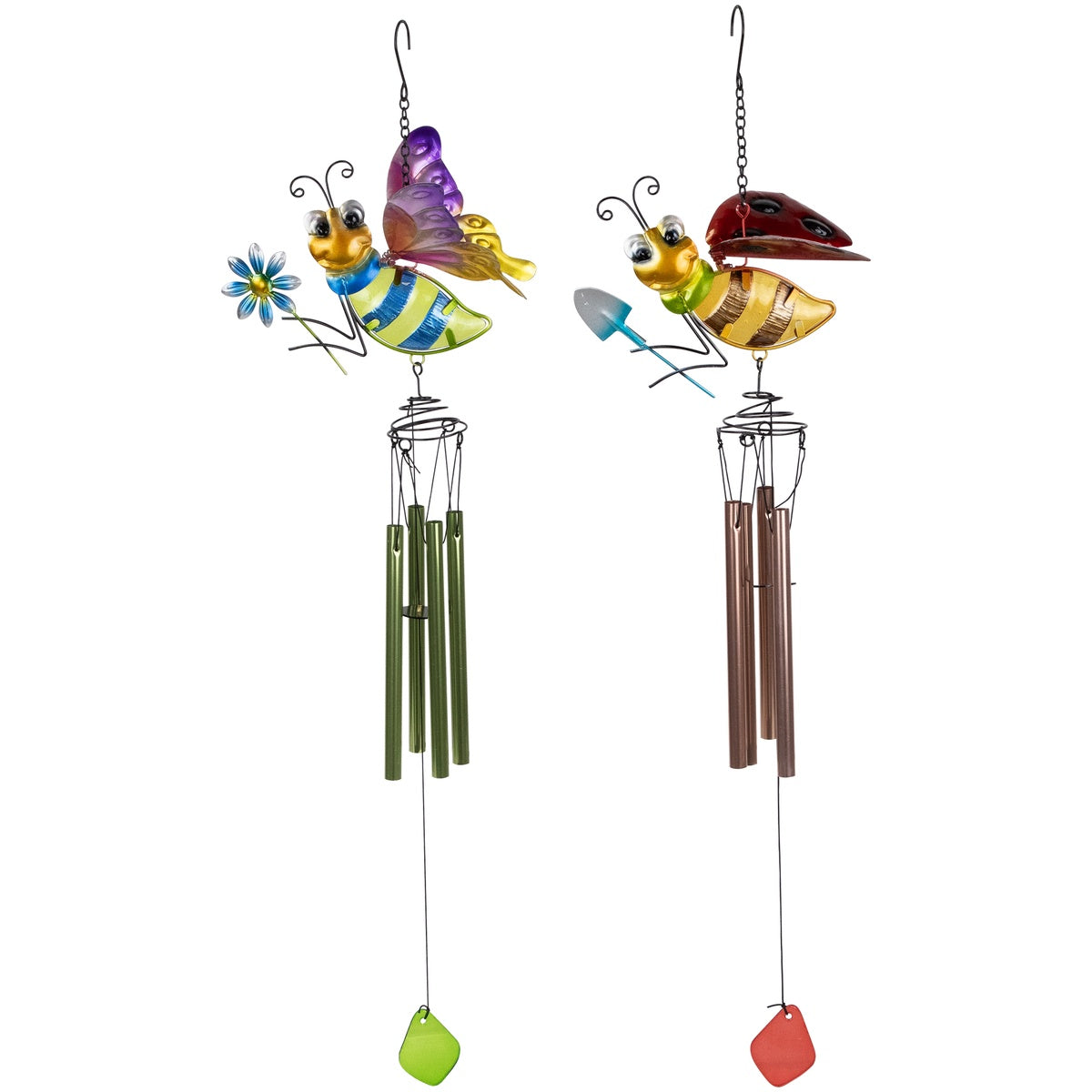  Northlight Pink and Green Bees Outdoor Garden Windchimes - 30