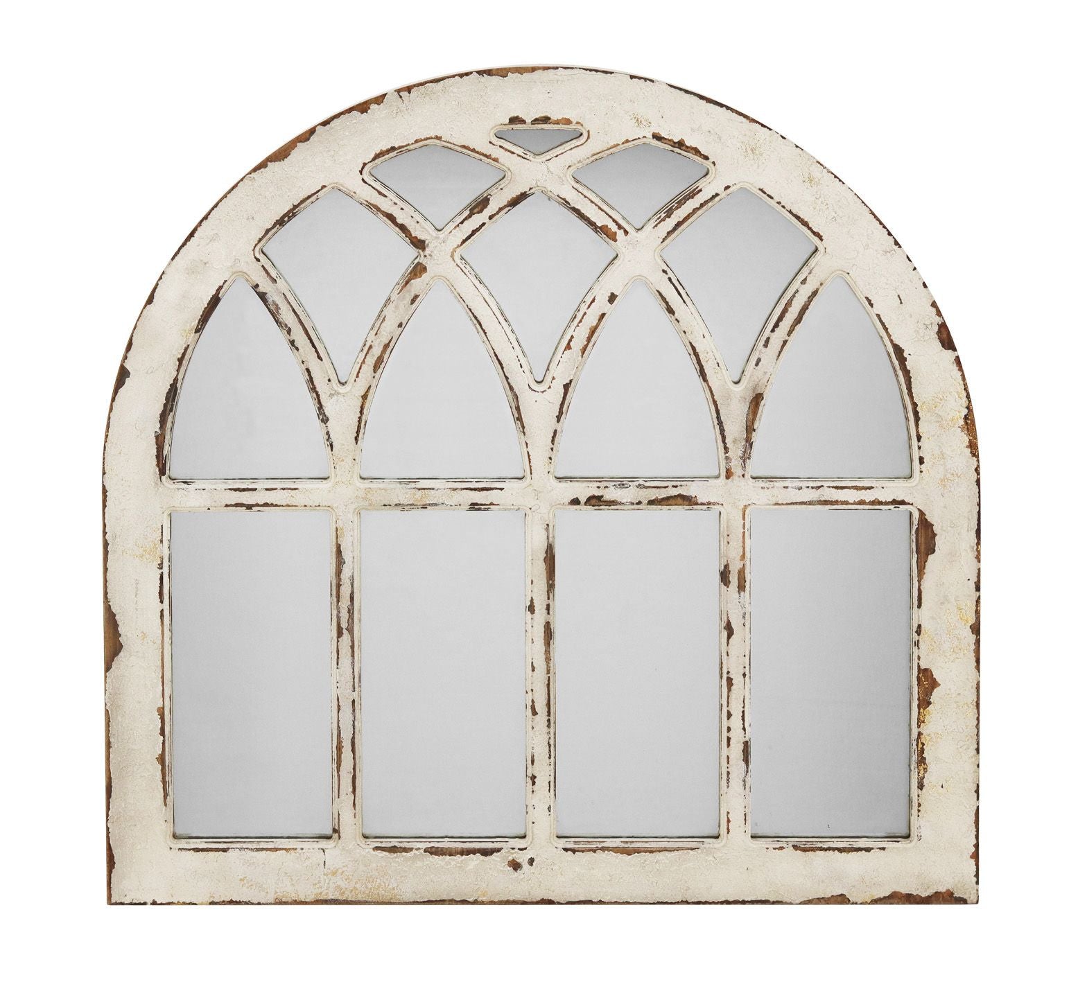  Paris Loft Modern Arched Accent Window Mirror - White/Gold - Bonton