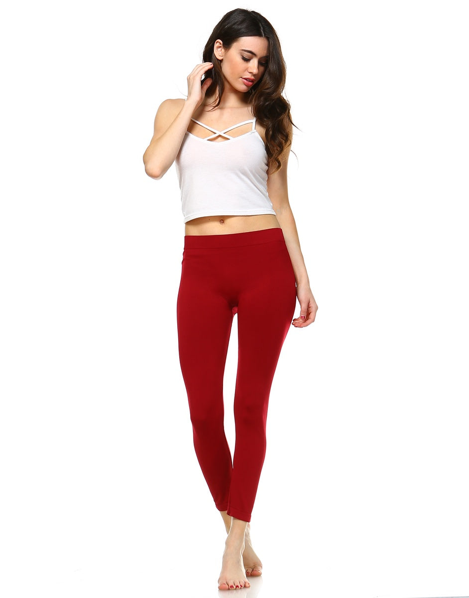  White Mark Solid Leggings - one size - Bonton