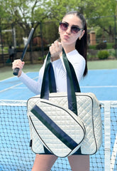 Judy Pickleball Tote Quilted Pearl