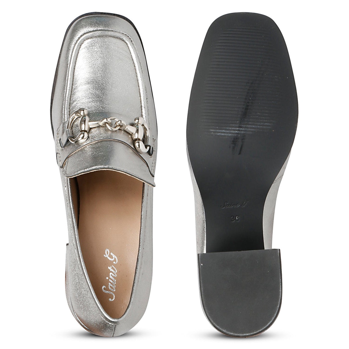  Saint G Vera Metallic - Heeled Loafers - Gunmetal - Bonton