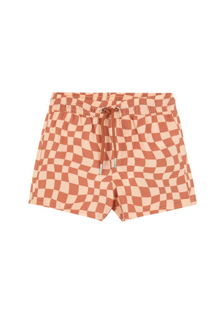 Boys 2 Match Drawstring Swim Shorts-Multi/Orng