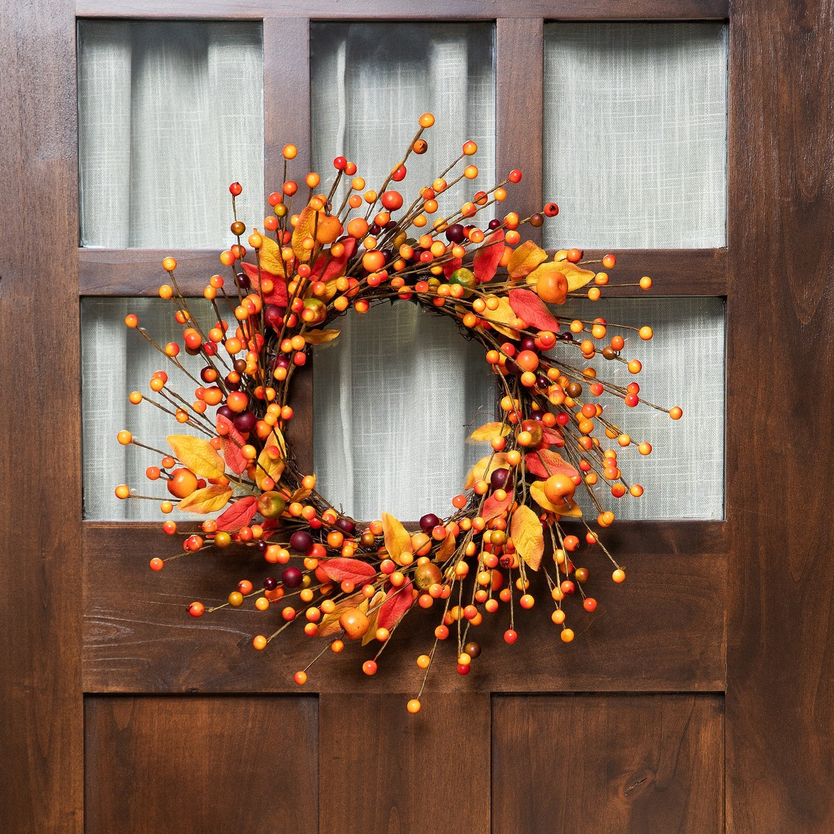  Northlight Berries and Apples Foliage Twig Artificial Thanksgiving Wreath - 18-Inch  Unlit - Default Title - Bonton