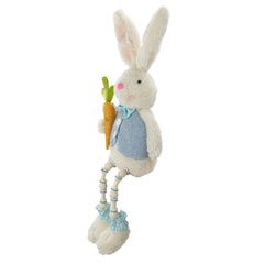 Easter Bunny Boy Rabbit With Carrot and Dangling Bead Legs Spring Figure - 22"