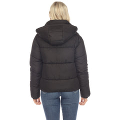 Women's Full Front Zip Hooded Bomber Puffer Jacket