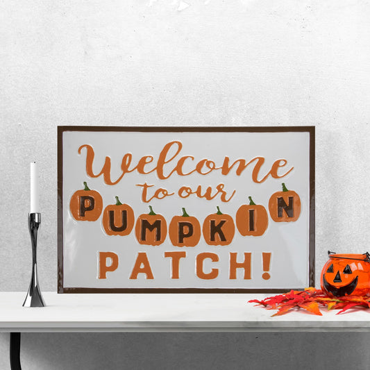 Autumn Harvest "Welcome to Our Pumpkin Patch!" Wall Decoration - 20.25" - Orange