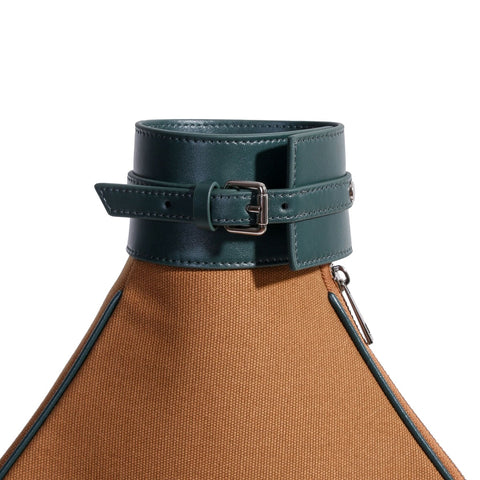 Tennis Backpack -  Canvas & Green Leather